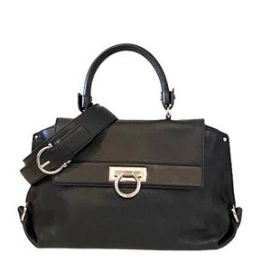 Salvatore Ferragamo Black Pebble Leather Sophia Bag • Medium NWOT